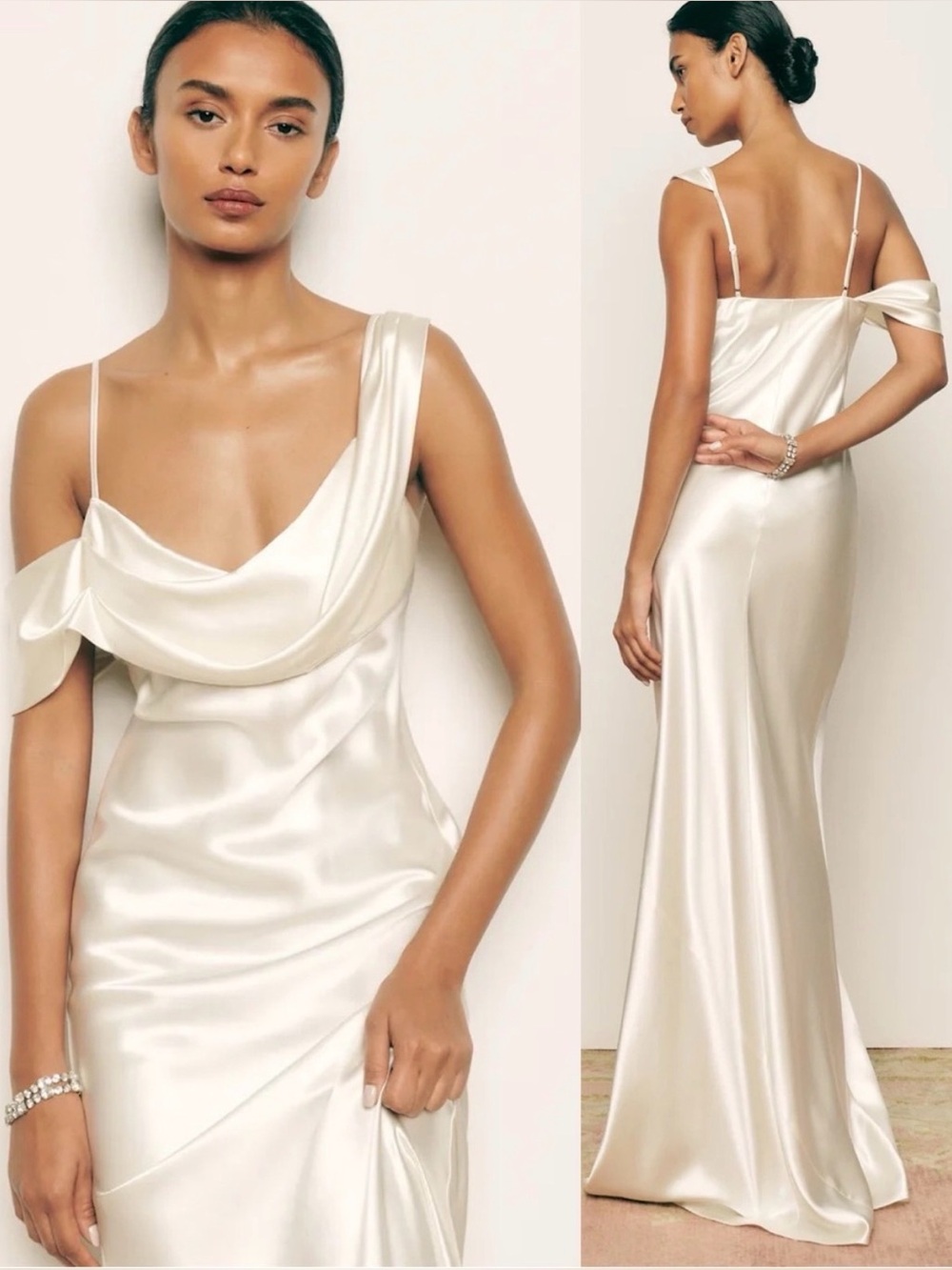 NEW NWT Reformation Ronda silk dress ivory